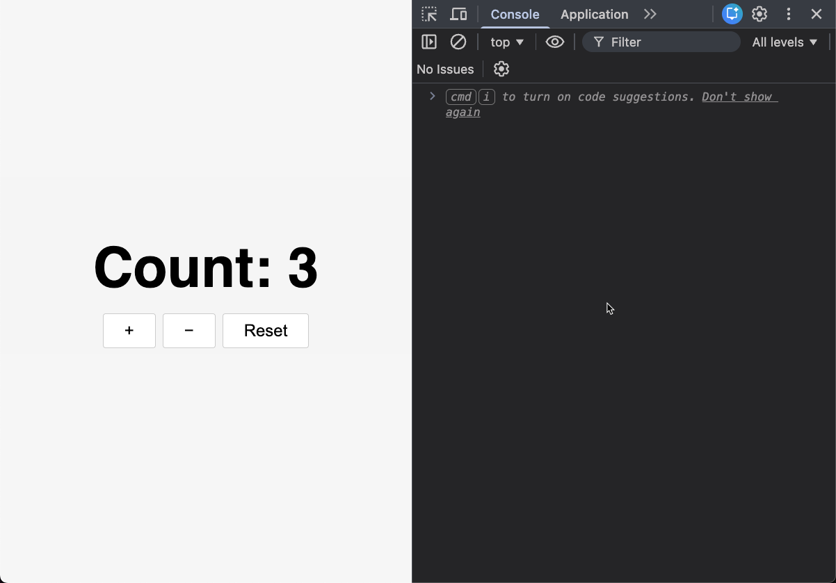 Working React counter with useState