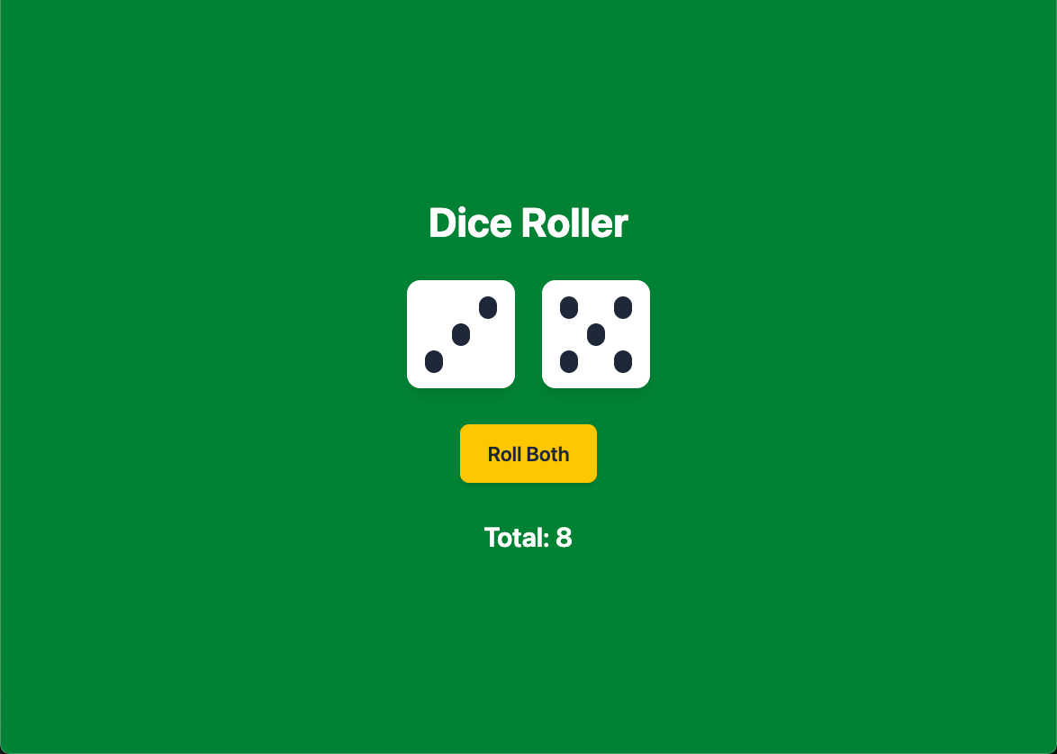 Screenshot of the final Dice Roller app