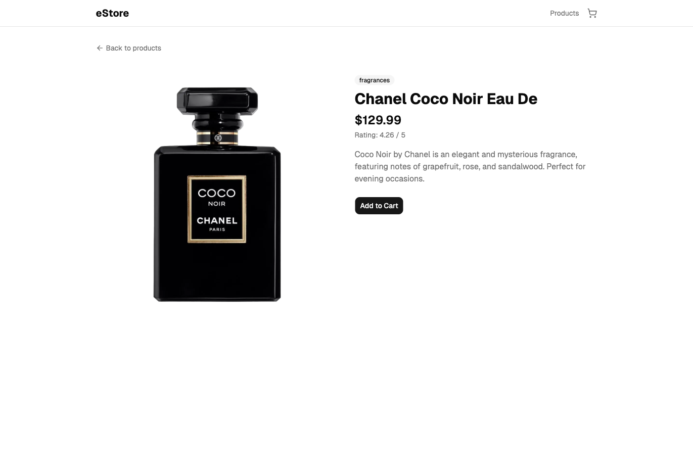 Product detail page