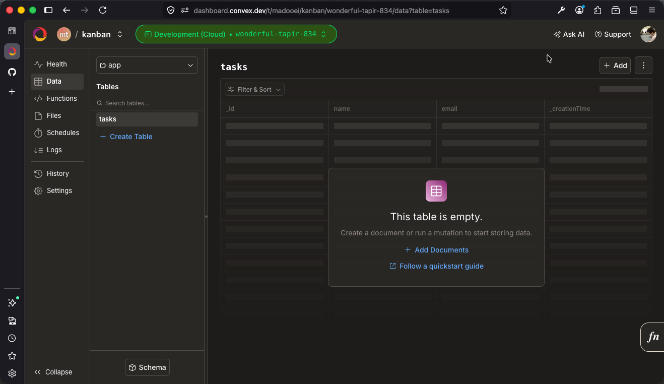 Convex Dashboard
