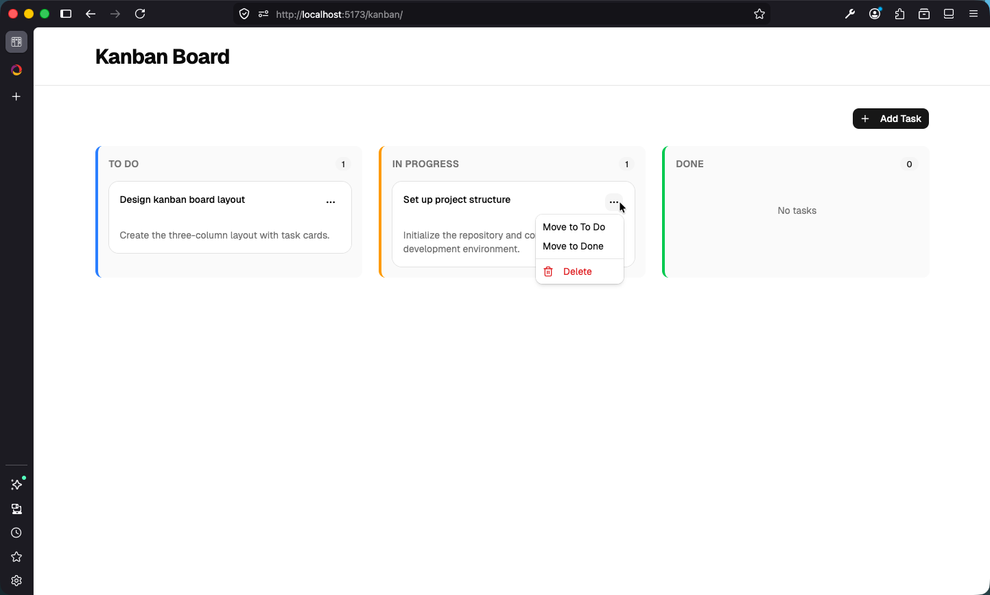 Task Card Actions