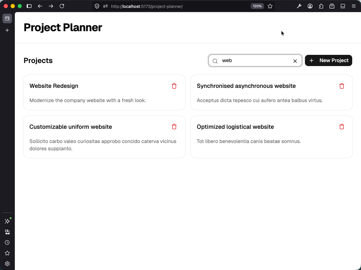 Search results filtered by query